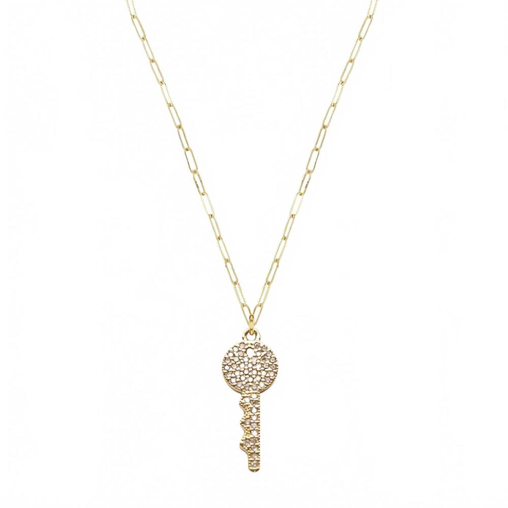 NEW ADRIANA PAPPAS women's crystal key necklace in gold